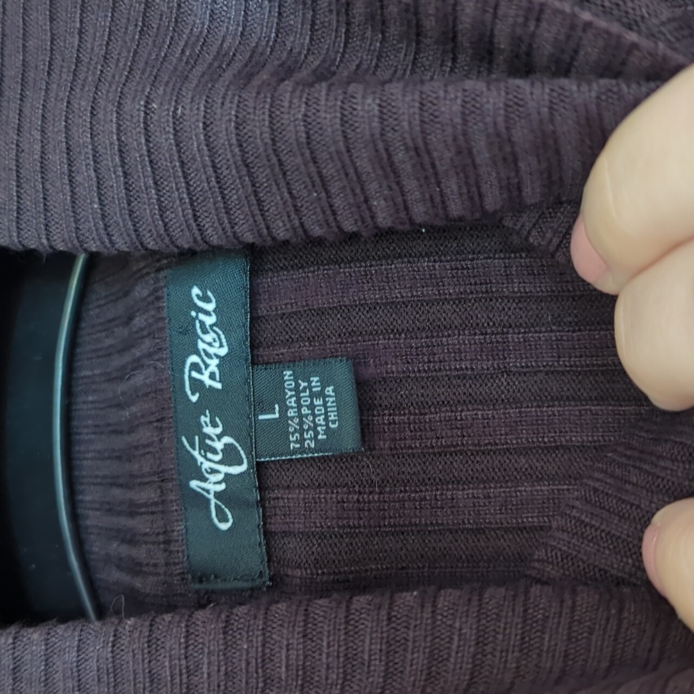 Active Basic - Brown Ribbed Long Sleeve Turtle Neck - Picture 2 of 5